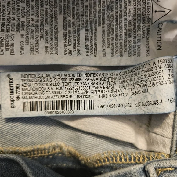 ZARA Women Mid Rise Cargo Side Pocket  Denim Wide Leg Pants Sz US 0 Blue Light - Picture 4 of 11